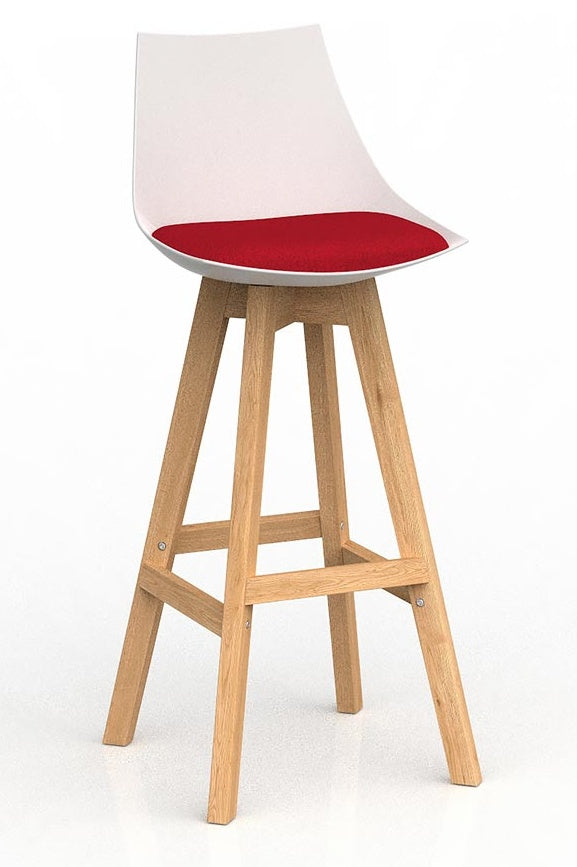 Luna Bar stool - Black or White seat with Oak Legs plus upholstered cushion