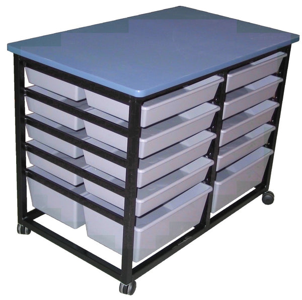 Mobile steel Tote trolley 24 - Holds 24 small or 12 Large Trays