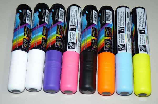 Glass board dry erase Fluro liquid chalk marker pens- Pack of 8 colours