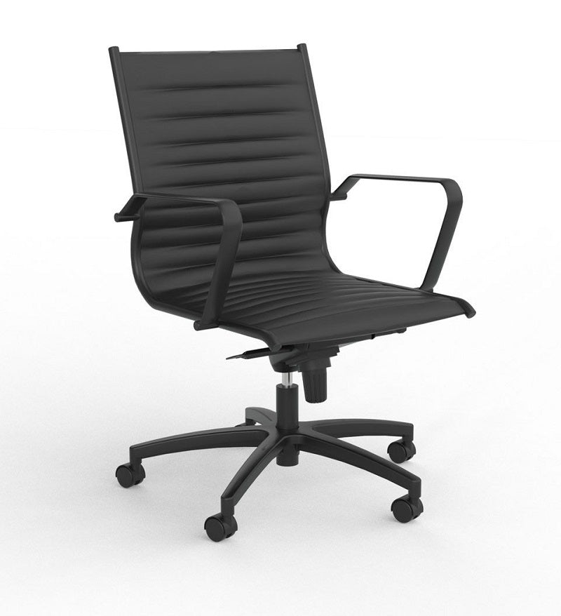 Metro Black Midback executive chair - Black frame| Black PU vinyl upholstery