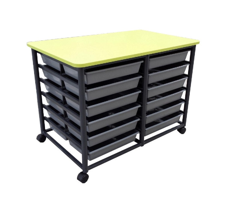 Mobile steel Tote trolley 24 - Holds 24 small or 12 Large Trays