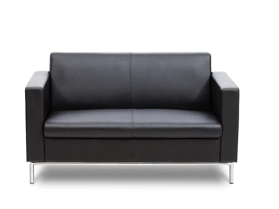 Neo Two Seater couch - Modern sofa upholstered in Black PU Leatherette