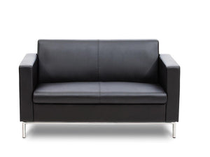 Neo Two Seater couch - Modern sofa upholstered in Black PU Leatherette