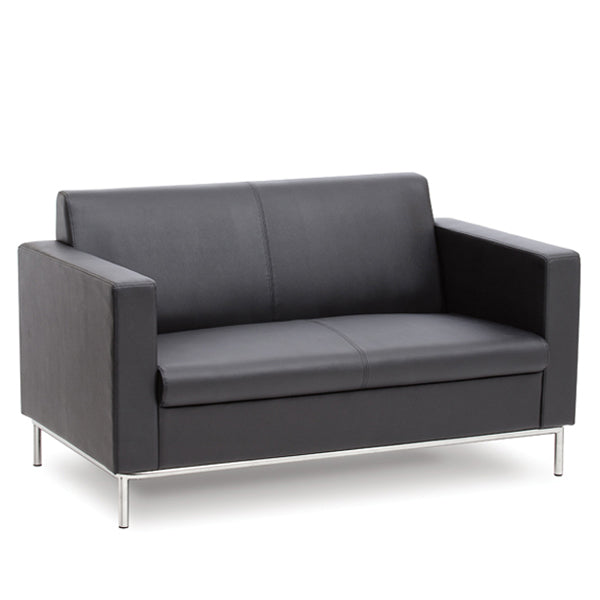 Neo Two Seater couch - Modern sofa upholstered in Black PU Leatherette