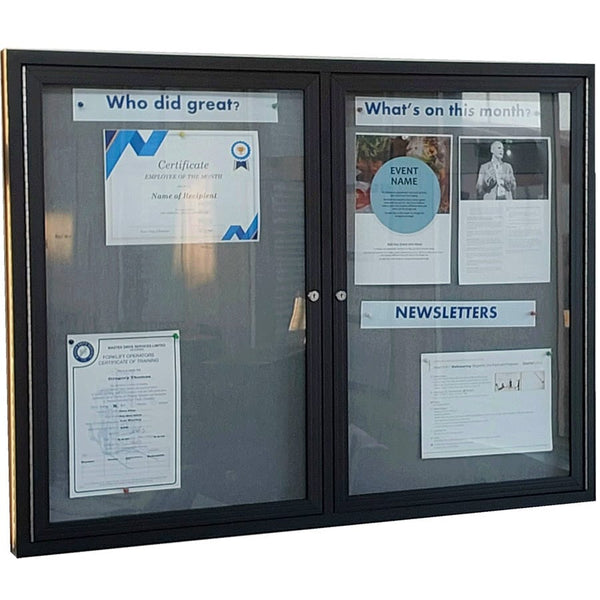 Noticeboard lockable cabinet- sturdy aluminium frame- NZ made