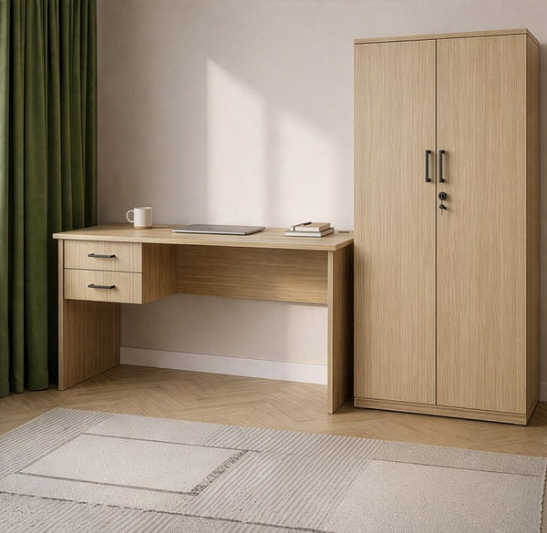 Oki two door cupboard-locking- 900 & 1800 high- Autumn Oak