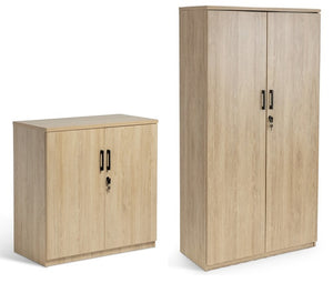 Oki two door cupboards-locking- 900 & 1800 high- Autumn Oak