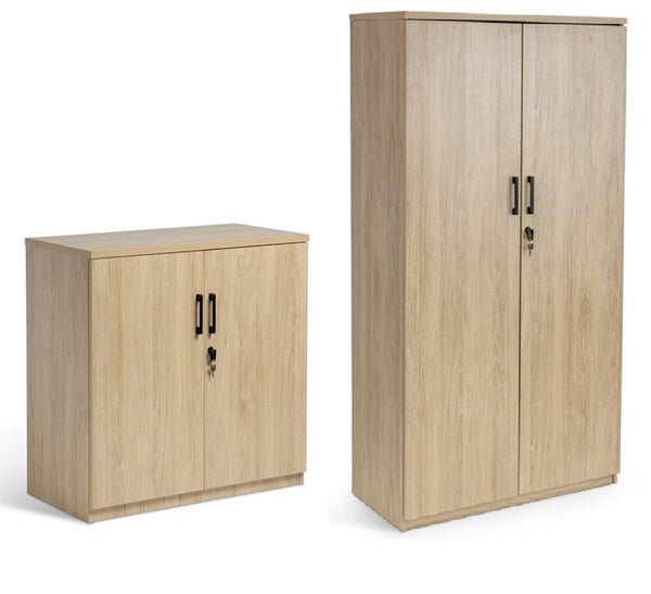 Oki two door cupboards-locking- 900 & 1800 high- Autumn Oak