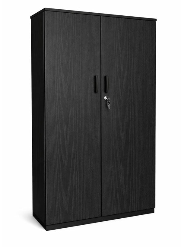 Onyx two door cupboard-locking- 900 & 1800 high- Woodgrain Black Melamine finish