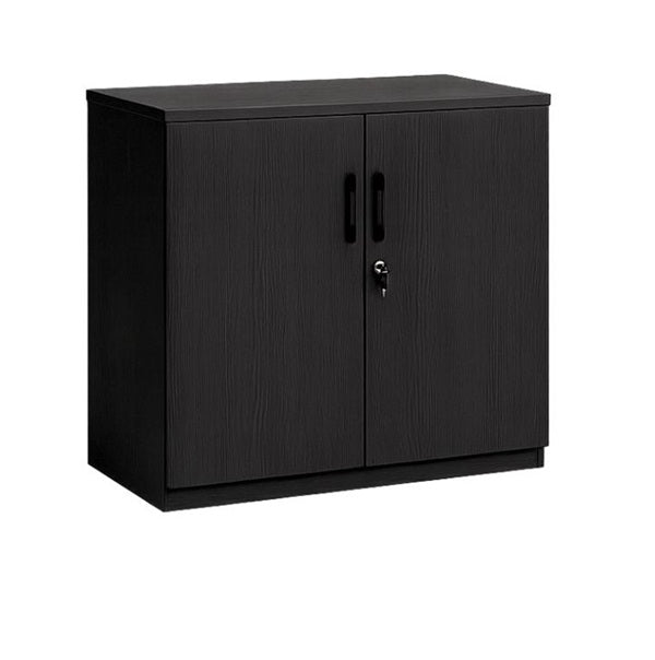 Onyx two door cupboard-locking- 900 & 1800 high- Woodgrain Black Melamine finish
