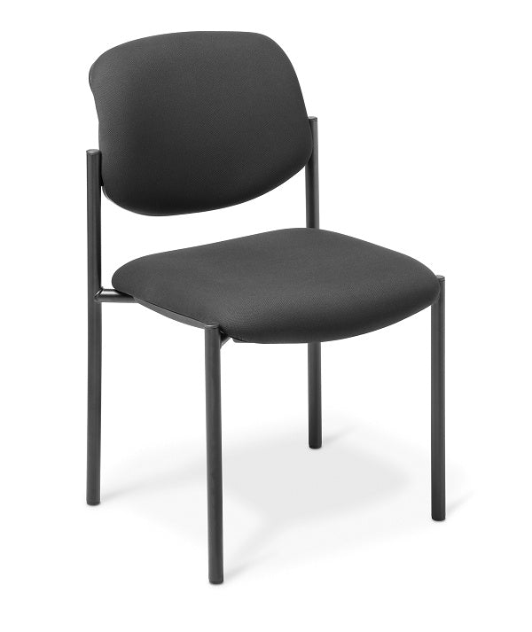 Pause stacker chair-stacks 6 high-wide seat -Black fabric only-steel tube frame-optional arms
