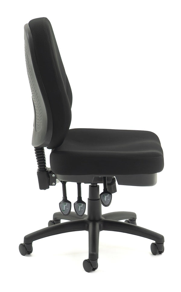 Plymouth express high back office chair|big 565 mm wide seat|15 year warranty-Black only-Flat pack delivery