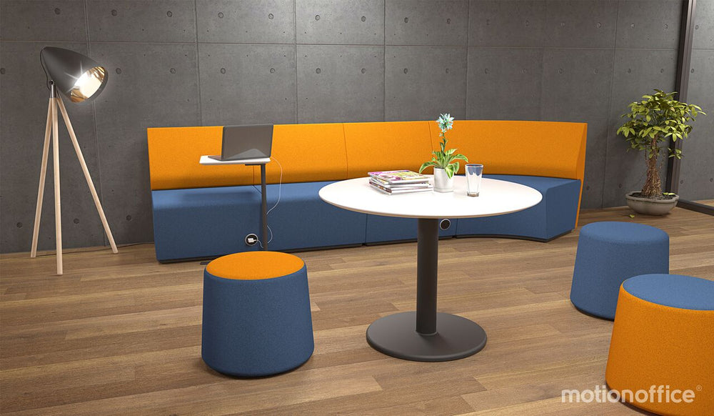 Cubit Polo Round Meeting Table| Black or White steel base| 900 or 1200 round tops-4 top colours