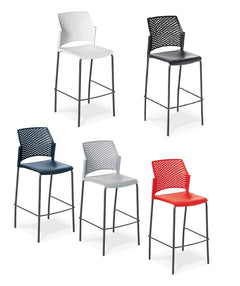 Punch Bar stool a wide polypropylene seat available in 5 colours-stacking stool