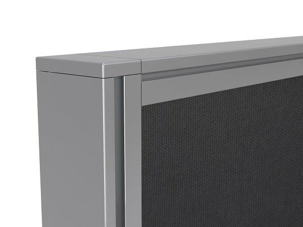 Studio 50 desk hung office partition | 50 mm thick clamp on pinnable screen panel|