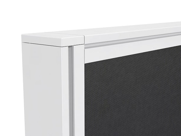 Studio 50 desk hung office partition | 50 mm thick clamp on pinnable screen panel|