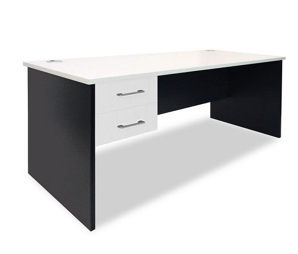 Sonic Office Desk| Sturdy slab style desks| White top- Charcoal base