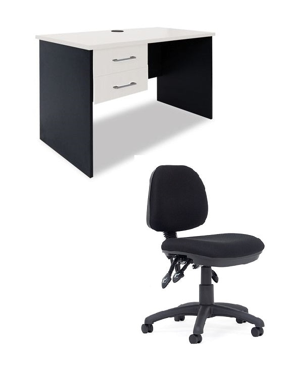 Sonic Home Office Combo-Home office desk with drawers plus 3 lever chair