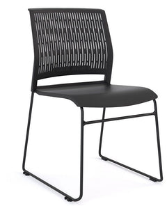 Stax polypropylene stacking chair with linking| Black visitor or meeting chair
