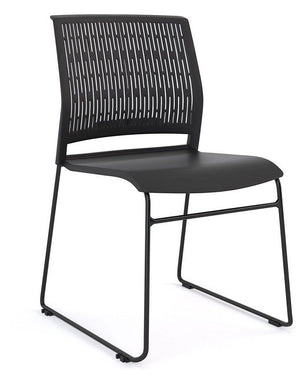 Stax polypropylene stacking chair with linking| Black visitor or meeting chair