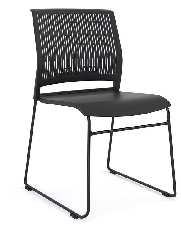 Stax polypropylene stacking chair with linking| Black visitor or meeting chair