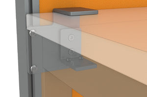 Studio 50 desk hung office partition | 50 mm thick clamp on pinnable screen panel|