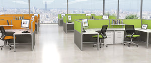 Studio 50 floor standing office Partition 1500 high-50 mm thick fabric screen panels |