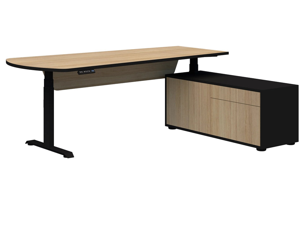 NZ Made Summit Executive sit to stand Desk with storage credenza