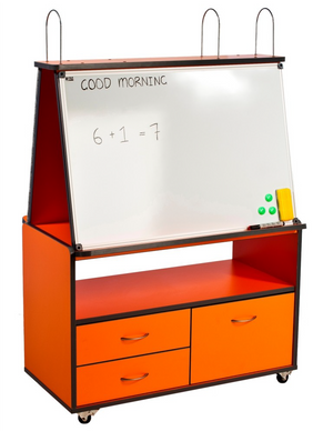 Teachers mobile station- NZ made mobile whiteboard-cork board- storage unit