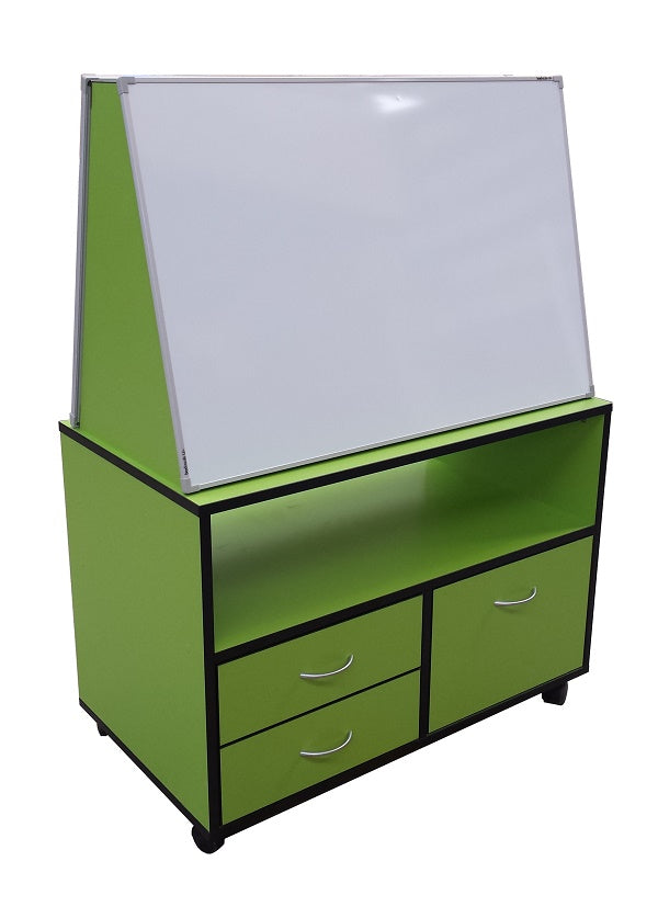 Teachers mobile station- NZ made mobile whiteboard-cork board- storage unit