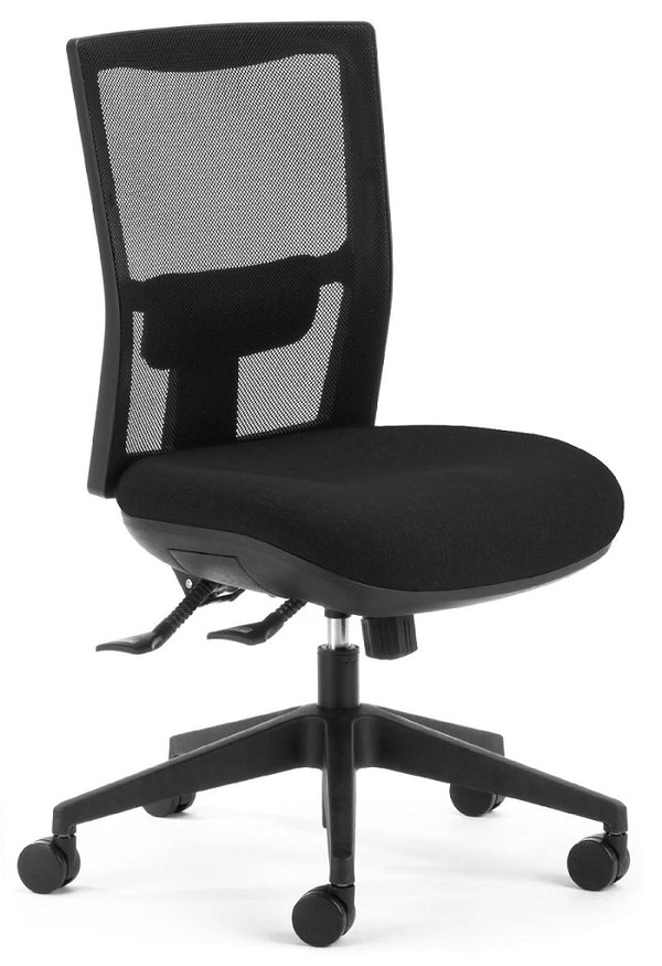 Team Air heavy duty Mesh High back office chair with seat upholstered in sustainable black rescued Wool