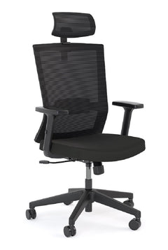 Tone double mesh High back office chair with padded arms-optional headrest-Black only