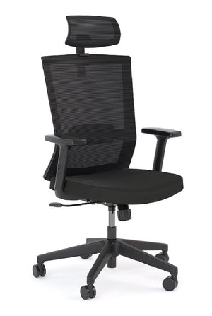 Tone double mesh High back office chair with padded arms-optional headrest-Black only