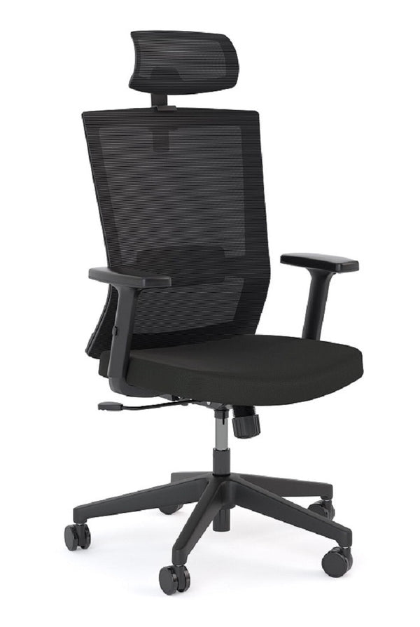 Tone double mesh High back office chair with padded arms-optional headrest-Black only