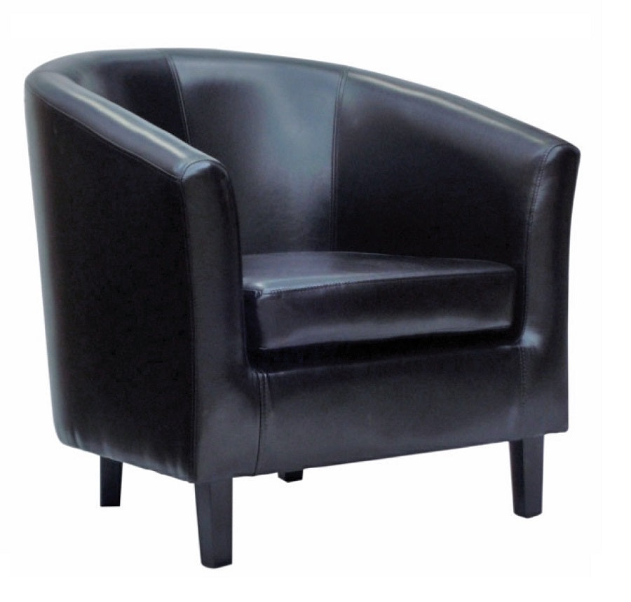 Della Tub Chair-bonded leather in Black or Dark Brown-timber legs