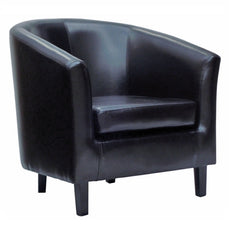 Della Tub Chair-bonded leather in Black or Dark Brown-timber legs