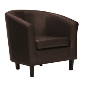 Della Tub Chair-bonded leather in Black or Dark Brown-timber legs