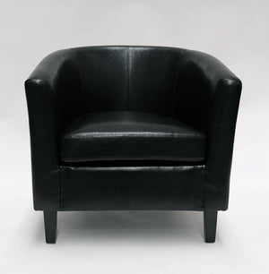 Della Tub Chair-bonded leather in Black or Dark Brown-timber legs