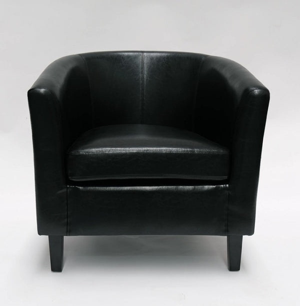 Della Tub Chair-bonded leather in Black or Dark Brown-timber legs