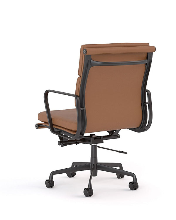 Vogue Executive leather chair-Eames soft pad replica genuine Black or Tan leather chair-