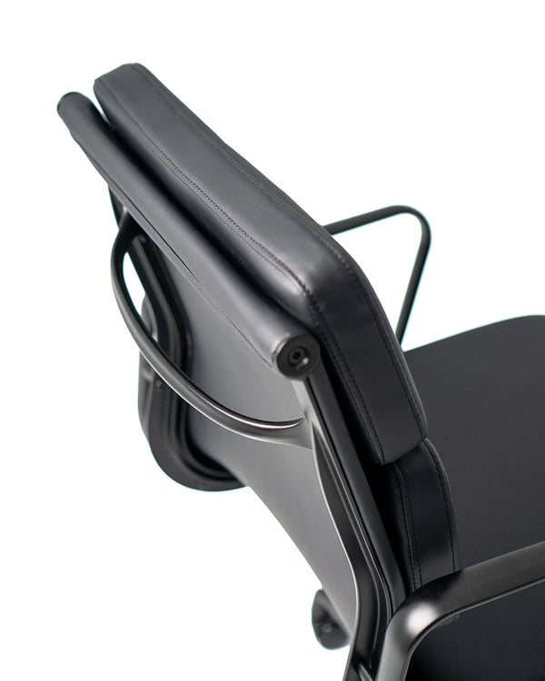 Vogue Executive leather chair-Eames soft pad replica genuine Black or Tan leather chair-