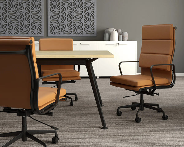 Vogue Executive leather chair-Eames soft pad replica genuine Black or Tan leather chair-