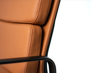 Vogue Executive leather chair-Eames soft pad replica genuine Black or Tan leather chair-