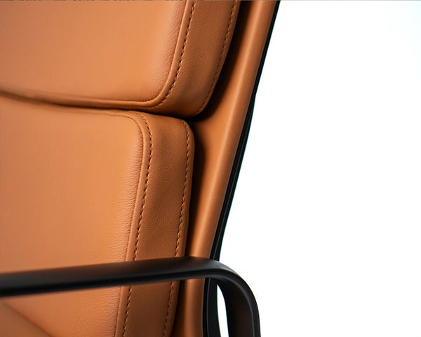 Vogue Executive leather chair-Eames soft pad replica genuine Black or Tan leather chair-