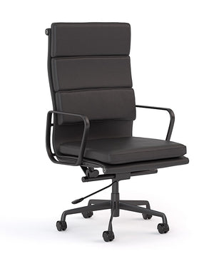 Vogue Executive leather chair-Eames soft pad replica genuine Black or Tan leather chair-