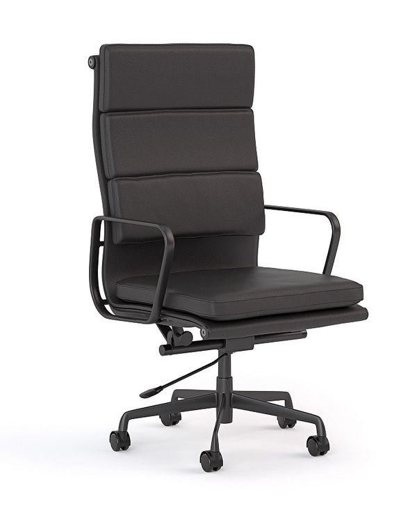 Vogue Executive leather chair-Eames soft pad replica genuine Black or Tan leather chair-