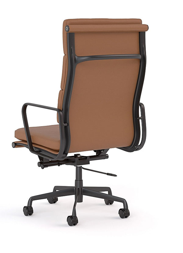 Vogue Executive leather chair-Eames soft pad replica genuine Black or Tan leather chair-