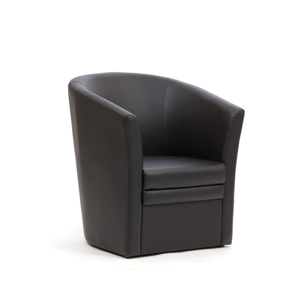 Vortex Tub Chair - single visitor tub chair - Black PU- slim profile