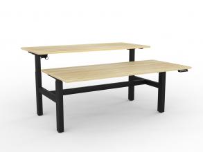 Agile 2 Double desk Electric Black frame- Atlantic Oak top