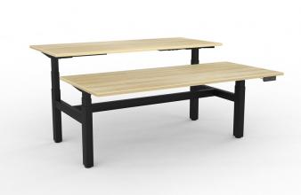 Agile 3 heavy duty double desk- Black frame- Atlantic oak tops.